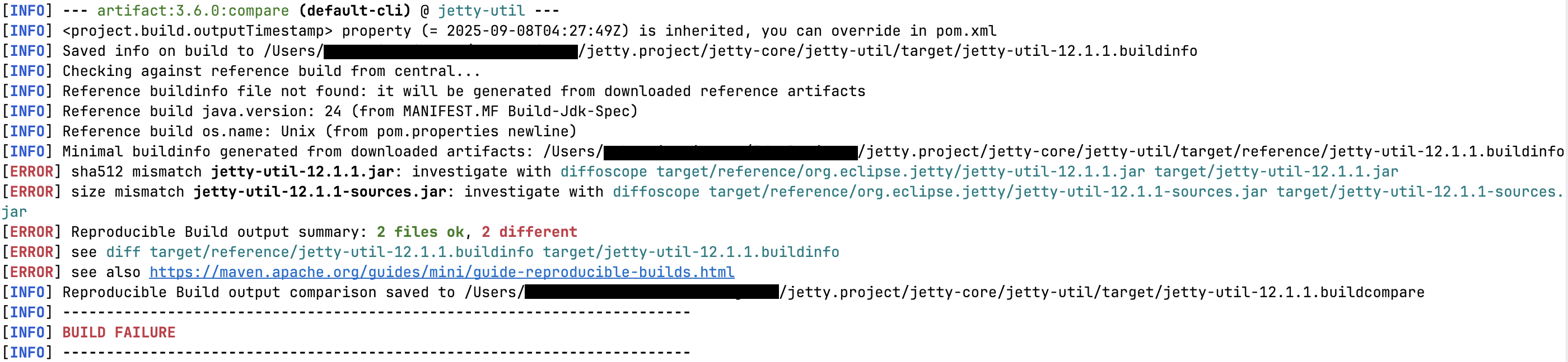 Console output not reproducible build